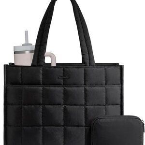 Tote Bag for Women, Puffer Work Handbag 15.6 Inch Laptop Purse for Nurse Teacher